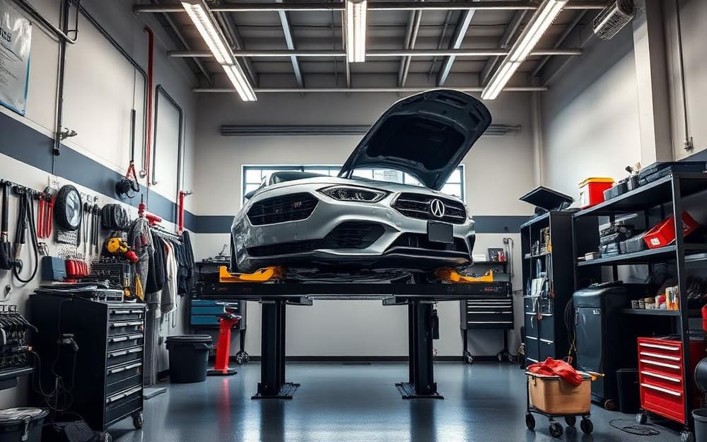 Auto Repair & Service business interior with a staffed checkout counter taking card payments