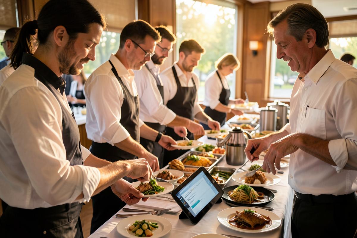 Catering Companies business interior with a staffed checkout counter taking card payments