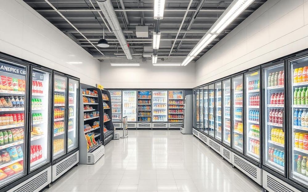 Convenience Stores business interior with a staffed checkout counter taking card payments
