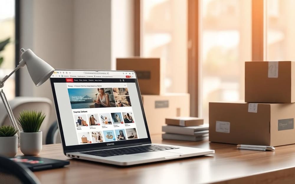 Ecommerce & Online business interior with a staffed checkout counter taking card payments
