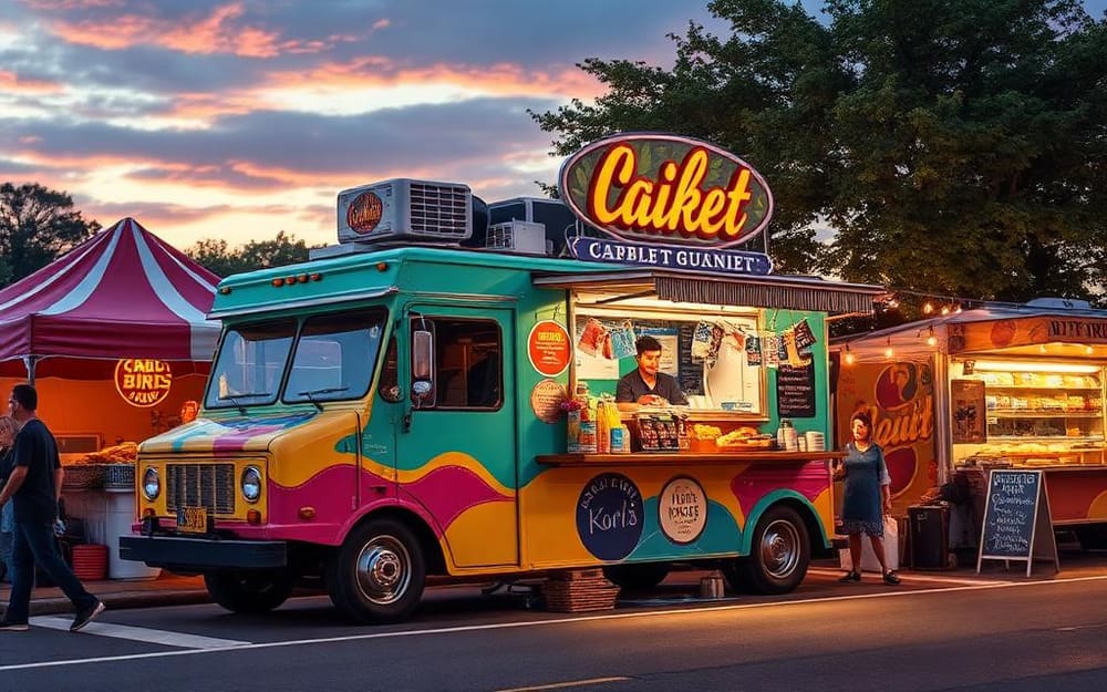 Food Trucks & Mobile business interior with a staffed checkout counter taking card payments