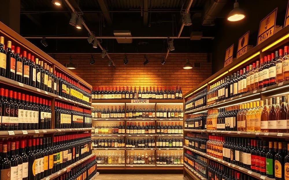 Liquor Stores business interior with a staffed checkout counter taking card payments