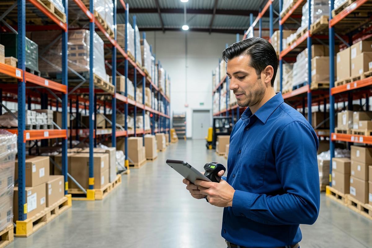 Wholesale & Distribution business interior with a staffed checkout counter taking card payments