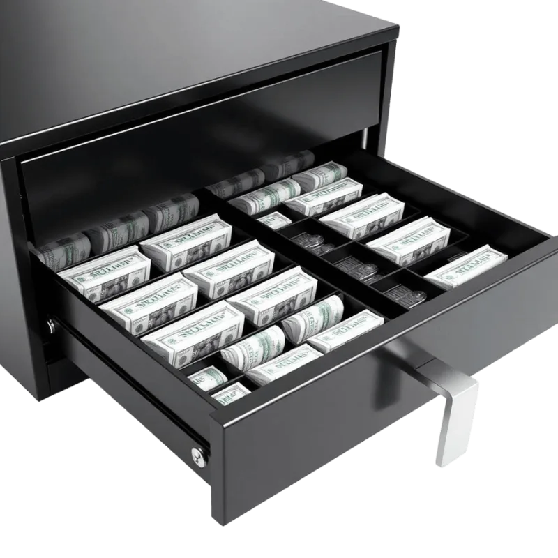 SUNMI MAX Cash Drawer cash drawer shown from the front
