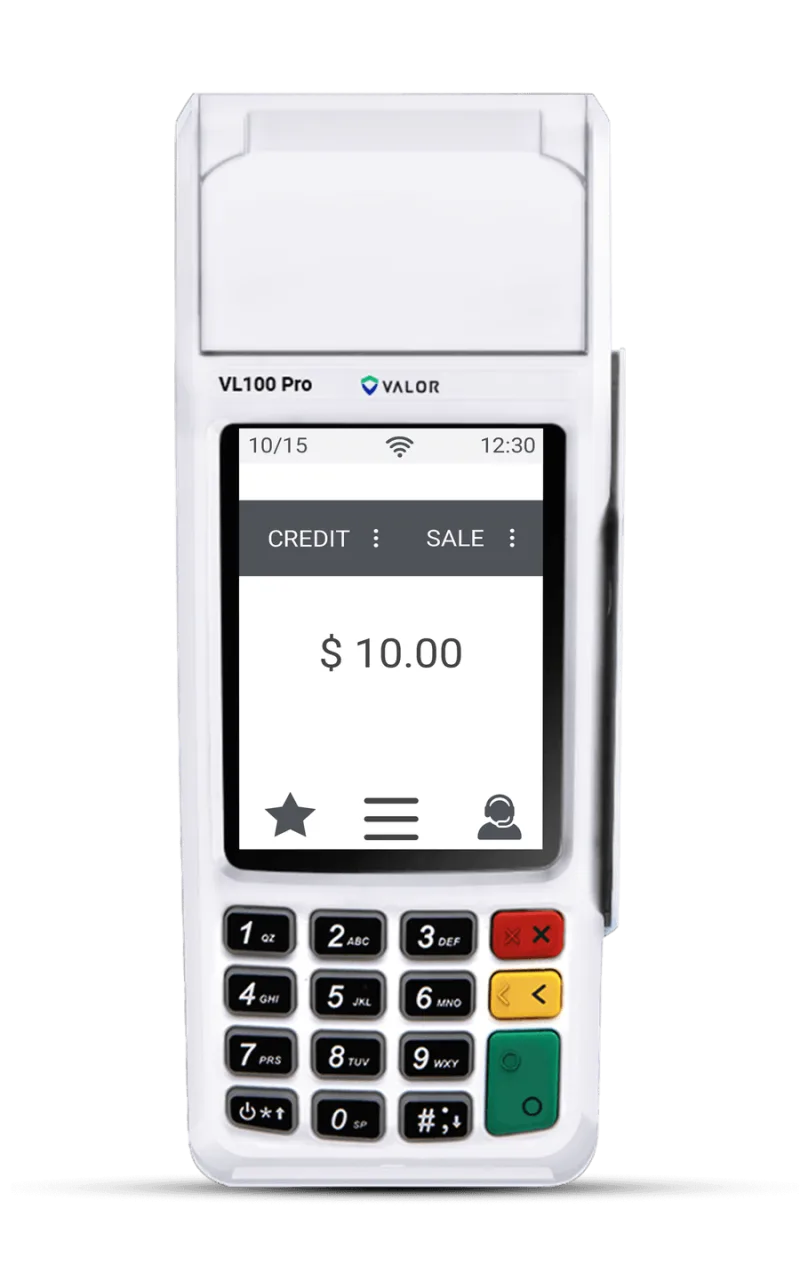 Valor VL100 Pro card payment terminal shown from the front