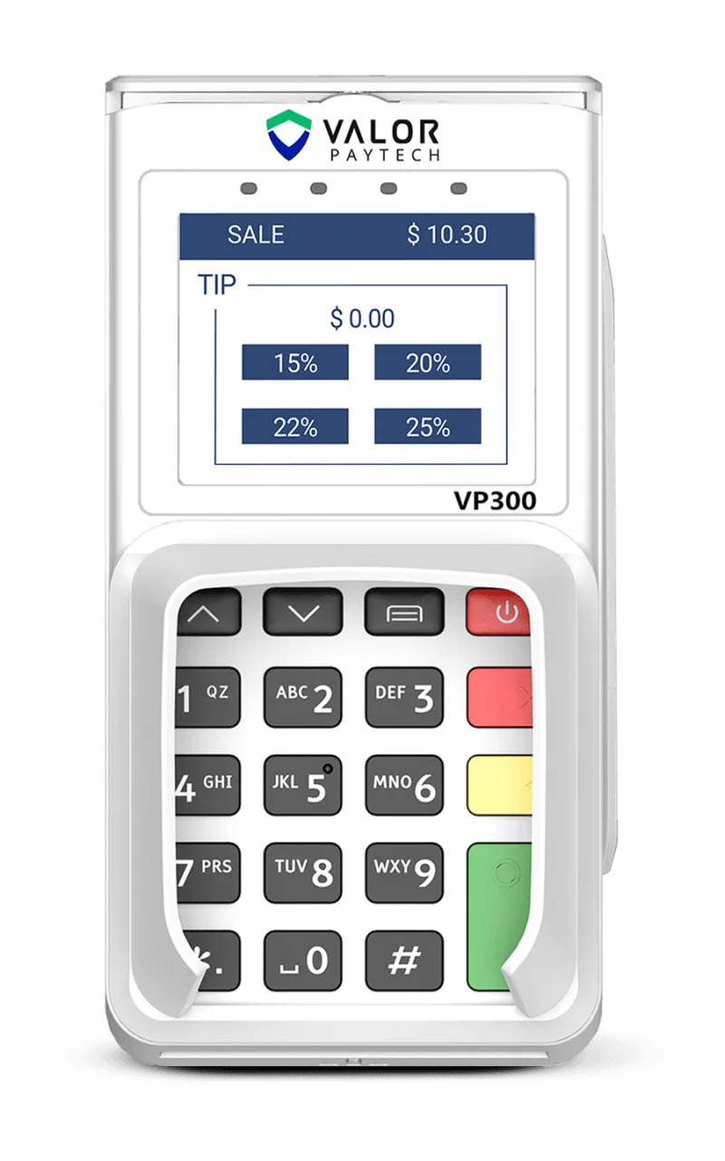 Valor VP300 pin pad hardware shown from the front