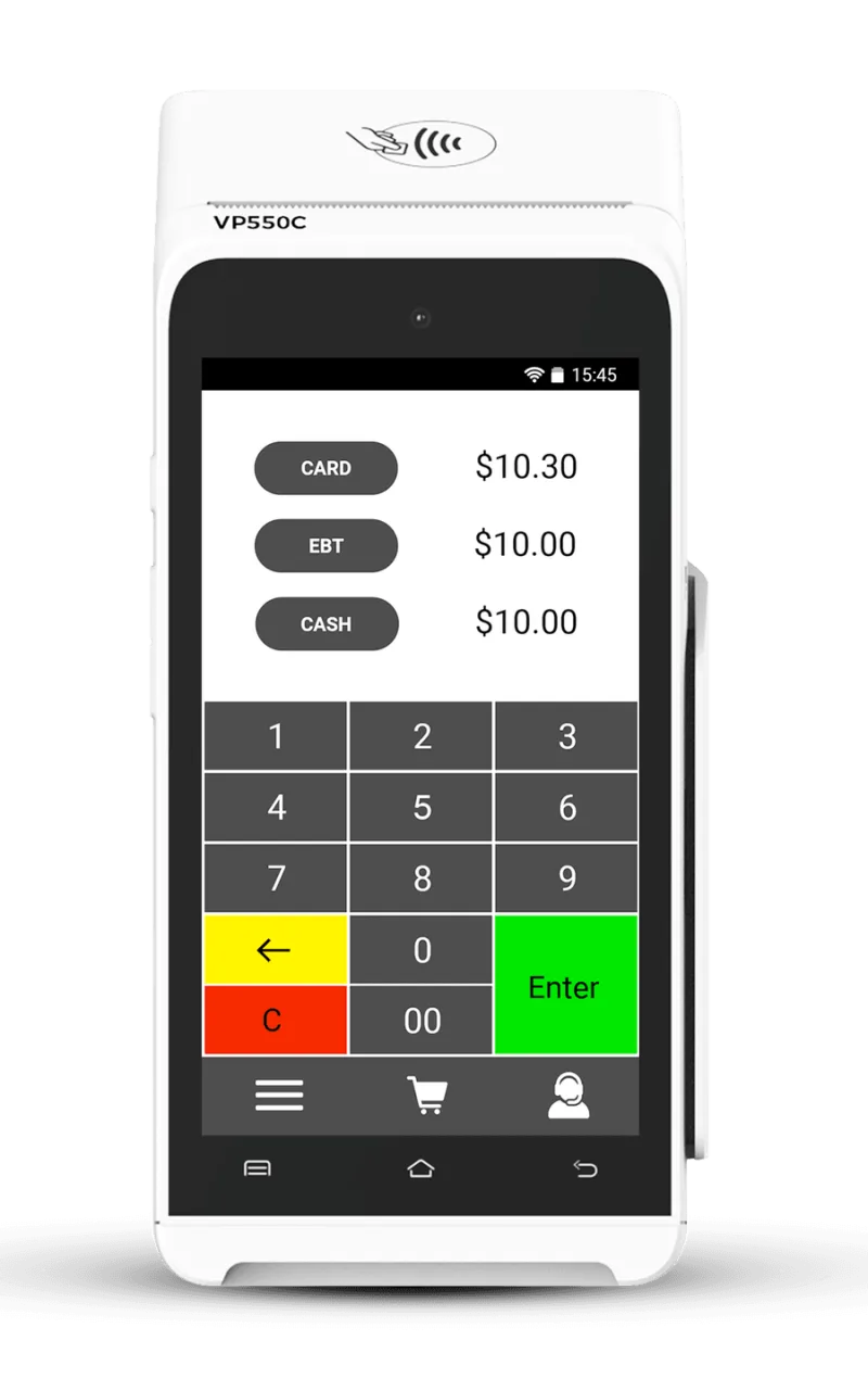 Valor VP550C card payment terminal shown from the front Valor VP550C card payment terminal shown from the front